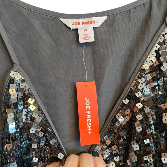 Joe Fresh Blingy Sequin Silver Women's Mini Dress NWT-Size 2X-Lined - Picture 7 of 9